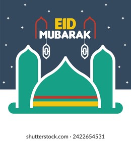 Flat eid al-fitr illustration background. Eid-al-fitr eid-al-adha eid mubarak greetings illustration background