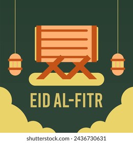 Flat eid al-fitr illustration background. Eid-al-fitr mubarak greetings illustration background