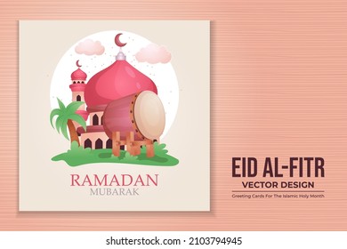 eid al-fitr plano o eid mubarak con un diseño bonito