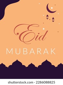 Flat eid mubarak Banner Design. Vektorgrafik einer eiden Grußvorlage