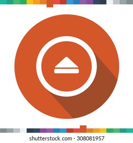 Flat eject icon in a circle with a long shadow.