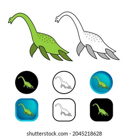 Flat Elasmosaurus Dinosaur Icon Collection