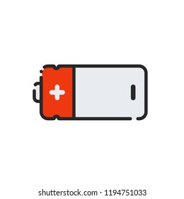 Flat electric battery icon. Vector illustration. Abstract symbol. Energy accumulator