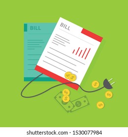 Flat Electric Bill Vector Illustration