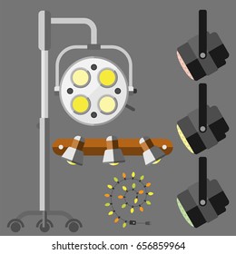 Flat electric lantern city lamp street urban lights fitting illuminator technology light bulb electricity vector illustration.