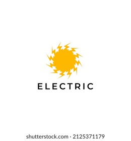 flat electric sun logo design