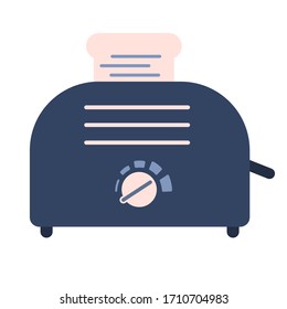 Flaches Elektrotoaster-Symbol, Sandwich-Ausrüstung. Küchengerät mit rustikaler und rosafarbener Vektorillustration, Brotbacken mit Schaltflächen für das Logo für Fast-Food-Essen, Dekoration der Rezepte