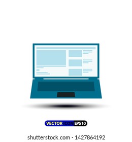 Flat Electronic Device Vector Icon. Laptop