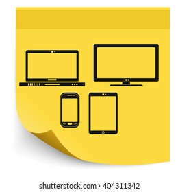 Flat electronic devices illustration.