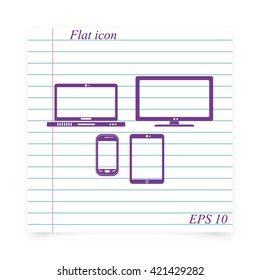 Flat electronic devices illustration.