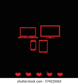 Flat electronic devices illustration.
