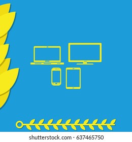 Flat electronic devices illustration.