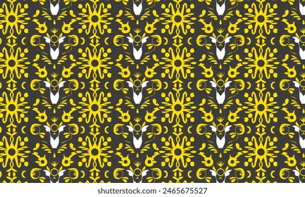 Flaches, elegantes, nahtloses dekoratives Blumenmuster-Vektorgrafik-Design. Bunte Blumenmuster geeignet für Hintergrund, Textur, Stoff, Verpackung, Textil, Kleidung, Druck oder andere.