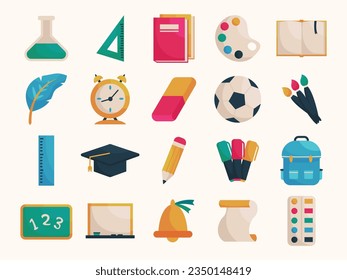 flat element back to school stationery collection