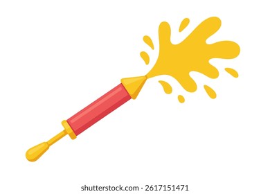 Flat element of isolated splashing color golden pichkari for Holi festival water fun