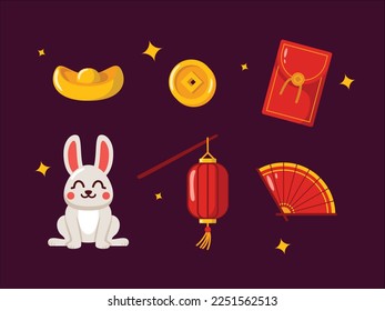 Flat Elements of Chinese New Year Vector Illustration Design.