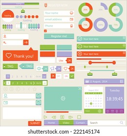 Flat elements design, set. Vector illustration