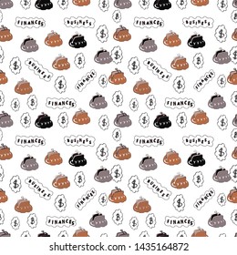 Flat elements on white, brown and black background. Seamless pattern Business icons set. Icons for business, management, finance, strategy, marketing. Vector illustration.