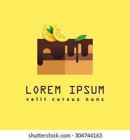 Flat Elements. Vector illustration cupcake with cherry. Label for confectionery, sweet-shop, pastry-shop. Cake. Shop of sweetness. Bakery, baking. Logo