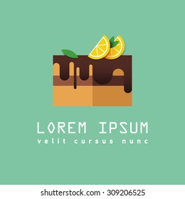 Flat Elements. Vector illustration cupcake with cherry. Laybel for confectionery, sweet-shop, pastry-shop. Cake. Shop of sweetness. Bakery, baking. Logo. Pastry shop