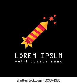 Flat Elements. Vector illustration slapstick. Laybel for pyrotechnics, toys, flapper. Shop petard. Focus, trick, juggle. Shooting slapstick on a white background. logo