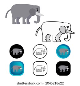 Flat Elephant Animal Icon Collection