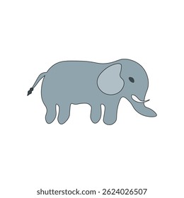Flat Elephant Vector – Cute Gray Jungle Animal Illustration
