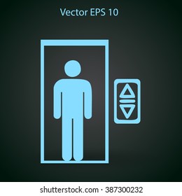 Flat elevator icon. Vector