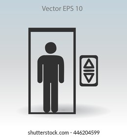 Flat elevator icon. Vector