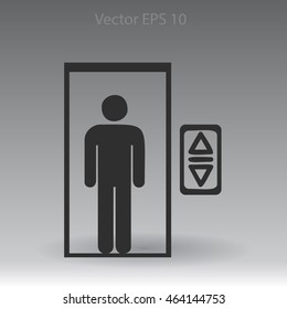 Flat elevator icon. Vector