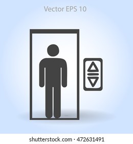 Flat elevator icon. Vector