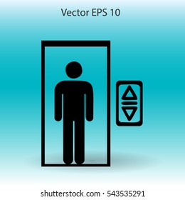 Flat elevator icon. Vector