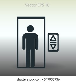 Flat elevator icon. Vector