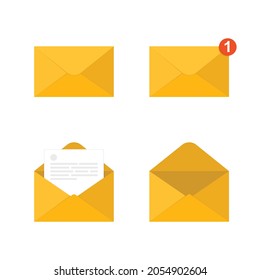 Flat email of close and open icons