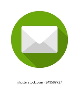 Flat E-mail Envelope Delivery News Message icon design and long shadow vector illustration for website and promotion banners. 