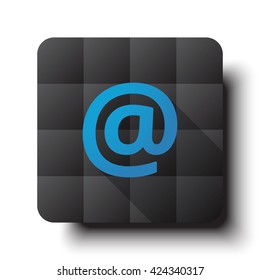 Flat E-Mail icon on black app button with drop shadow
