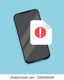 Flat email notification on smartphone. Sms icon or mail message reminder mailing on mobile phone or electronic newsletter. Concept of alert message mobile notification.