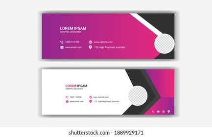 flat email signature vector templates set.