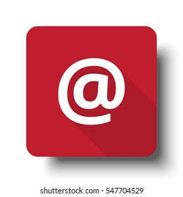 Flat E-Mail web icon on red button with drop shadow