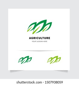 flat emblem logo design for Agriculture with the concept of green leaves vector. Green nature logo used for agricultural systems, farmers, and plantation products. logo template.