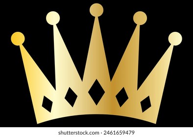 flat emblem logo golden crown