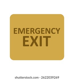 Flat Emergency Exit Sign Icon with Bold Text on Rounded Yellow Square Background