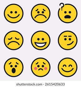 Flat Emoji Faces – Emotions Icon Set