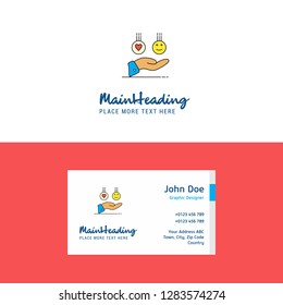 Flat Emoji in hands Logo and Visiting Card Template. Busienss Concept Logo Design