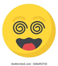 Flat emoji icon design with spiral eyes, dizzy emoji 