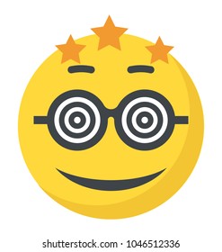 Flat emoji icon design with spiral eyes, dizzy emoji 