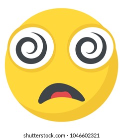 Flat emoji icon design with spiral eyes, dizzy emoji 