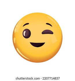 flat emoji winking an eye over white