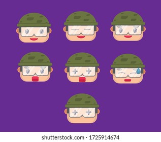 vector de diseño de icono de emoticono plano, hombre del ejército