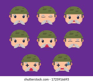 flat emoticon icon design vector,
old army